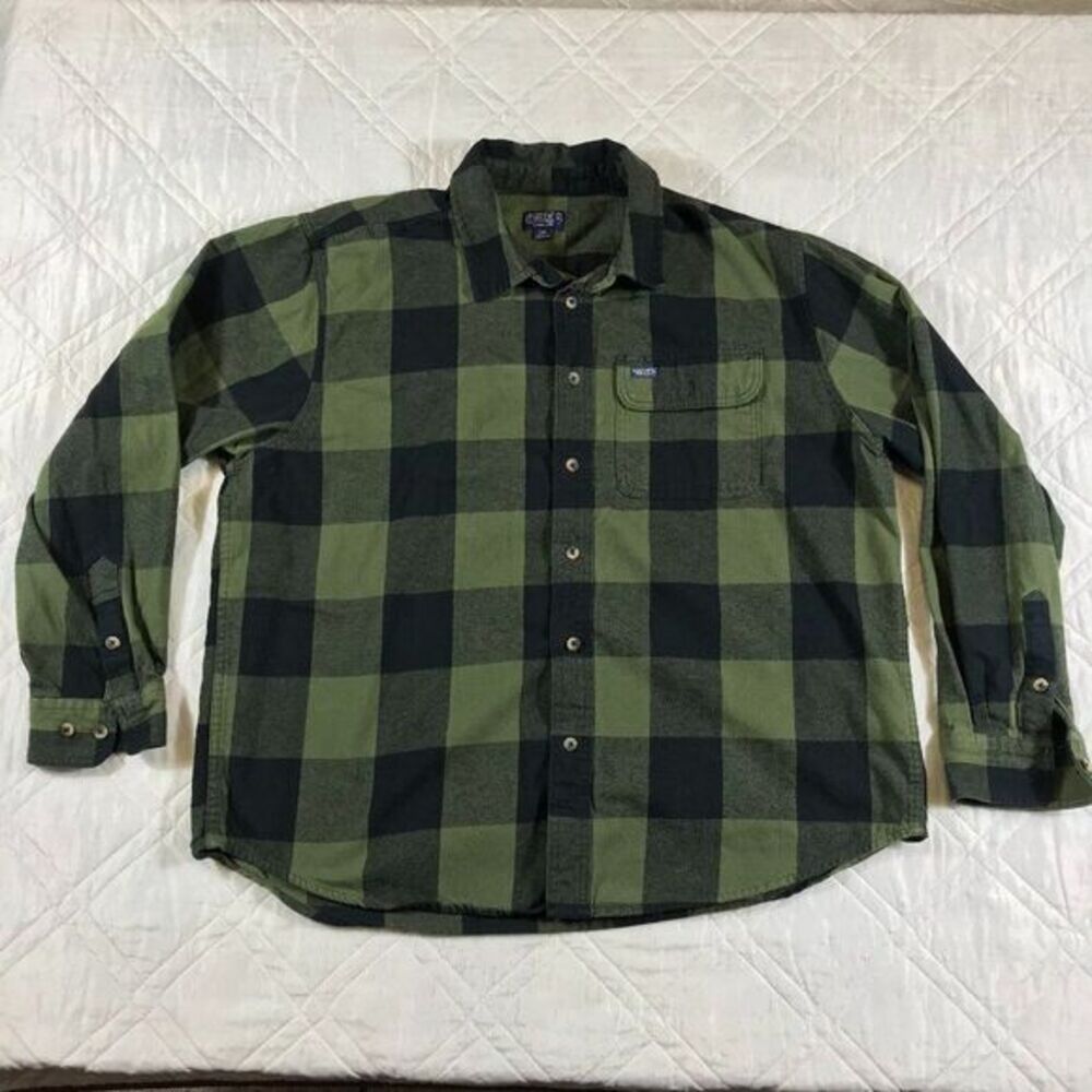 Smith's Work Wear green and black plaid flannel‎ long sleeve shirt 3XB